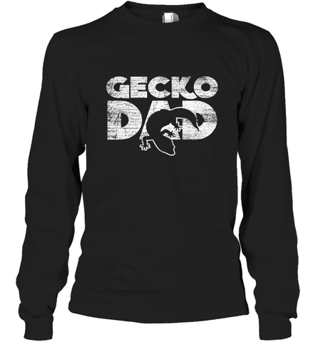 Vintage Gecko Dad  Animal Daddy Fathers Day Gecko Long Sleeve T-Shirt Long Sleeve T-Shirt / Black / S Long Sleeve T-Shirt - HHHstores