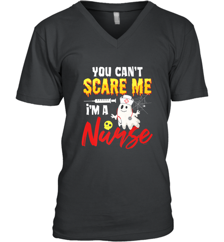 You Can't Scare Me I'm A Nurse Funny Halloween Witch Hat Men's V-Neck Men's V-Neck / Black / S Men's V-Neck - HHHstores