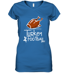 Turkey And Football Thanksgiving Day Football Fan Holiday Gift Women's V-Neck T-Shirt Women's V-Neck T-Shirt - HHHstores