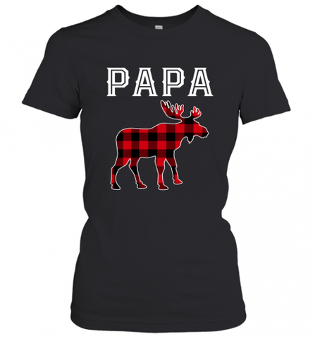 Papa Moose Red Plaid Christmas Pajama Women's T-Shirt Women's T-Shirt / Black / XS Women's T-Shirt - HHHstores