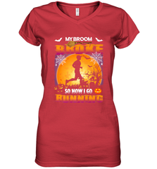 My Broom Broke So Now I Go Running T Shirt Funny Halloween Women's V-Neck T-Shirt Women's V-Neck T-Shirt - HHHstores