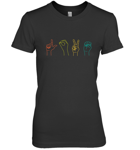 Love ASL Sign language Alphabet Valentines Day Gift idea Women's Premium T-Shirt Women's Premium T-Shirt / Black / XS Women's Premium T-Shirt - HHHstores