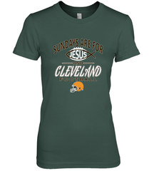 Sundays Are For Jesus and Cleveland Funny Christian Football Women's Premium T-Shirt Women's Premium T-Shirt - HHHstores