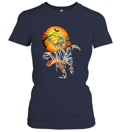 Skeleton Riding T Rex Funny Halloween Women's T-Shirt