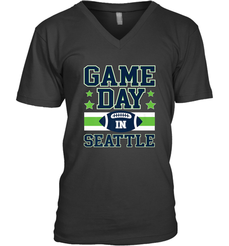NFL Seattle Wa. Game Day Football Home Team Men's V-Neck Men's V-Neck / Black / S Men's V-Neck - HHHstores