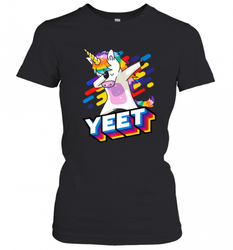 Colorful Dabbing Dancing Unicorn Celebration Yeet Women's T-Shirt