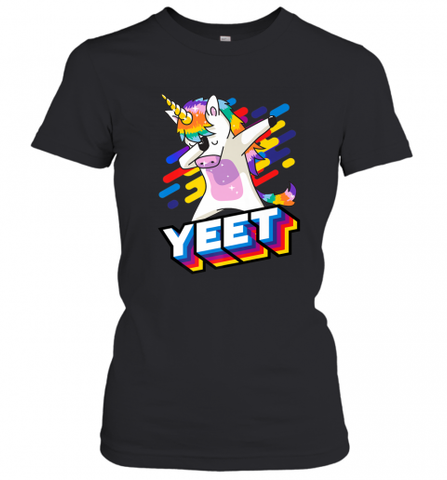 Colorful Dabbing Dancing Unicorn Celebration Yeet Women's T-Shirt Women's T-Shirt / Black / XS Women's T-Shirt - HHHstores