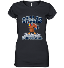 Dallas Thanksgiving Day Funny Turkey Playing Texas Football Premium T Shirt Women's V-Neck T-Shirt Women's V-Neck T-Shirt - HHHstores