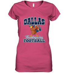 Dallas Thanksgiving Day Funny Turkey Playing Texas Football Premium T Shirt Women's V-Neck T-Shirt Women's V-Neck T-Shirt - HHHstores