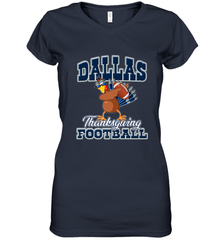 Dallas Thanksgiving Day Funny Turkey Playing Texas Football Premium T Shirt Women's V-Neck T-Shirt Women's V-Neck T-Shirt - HHHstores