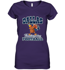 Dallas Thanksgiving Day Funny Turkey Playing Texas Football Premium T Shirt Women's V-Neck T-Shirt Women's V-Neck T-Shirt - HHHstores