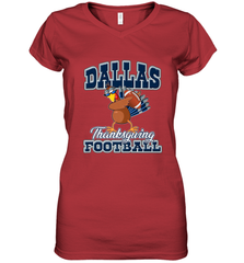 Dallas Thanksgiving Day Funny Turkey Playing Texas Football Premium T Shirt Women's V-Neck T-Shirt Women's V-Neck T-Shirt - HHHstores