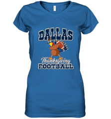Dallas Thanksgiving Day Funny Turkey Playing Texas Football Premium T Shirt Women's V-Neck T-Shirt Women's V-Neck T-Shirt - HHHstores