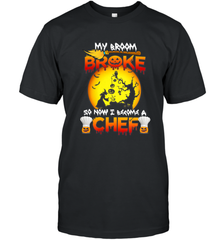 Womens My Broom Broke So Now I Become A Chef Halloween Witch Men's T-Shirt Men's T-Shirt - HHHstores
