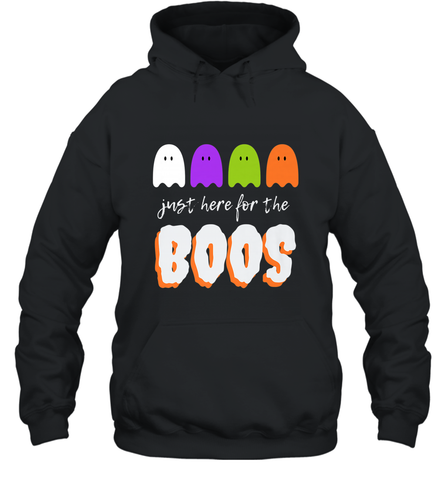 Just Here For The Boos Shirt Funny Halloween Drinking Hooded Sweatshirt Hooded Sweatshirt / Black / S Hooded Sweatshirt - HHHstores