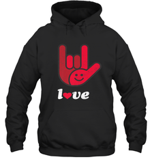 Cute Love Hand Sign Heart Valentines Day Retro Vintage Top Hooded Sweatshirt Hooded Sweatshirt - HHHstores