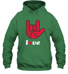 Cute Love Hand Sign Heart Valentines Day Retro Vintage Top Hooded Sweatshirt Hooded Sweatshirt - HHHstores