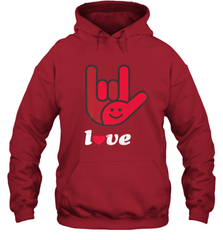 Cute Love Hand Sign Heart Valentines Day Retro Vintage Top Hooded Sweatshirt Hooded Sweatshirt - HHHstores