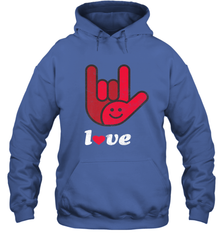 Cute Love Hand Sign Heart Valentines Day Retro Vintage Top Hooded Sweatshirt Hooded Sweatshirt - HHHstores
