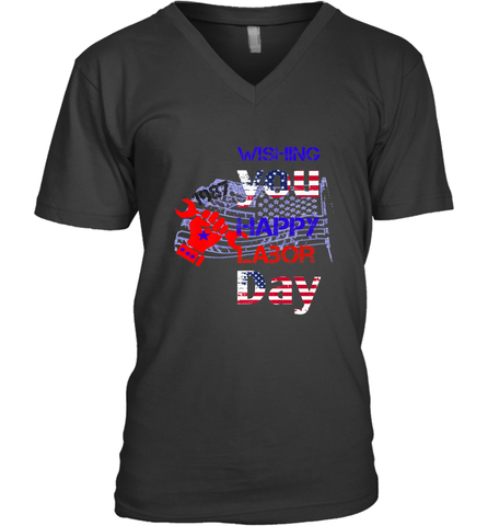 Happy labor day wishes USA flag for men and woman Men's V-Neck Men's V-Neck / Black / S Men's V-Neck - HHHstores
