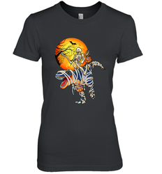 Skeleton Riding T Rex Funny Halloween Women's Premium T-Shirt