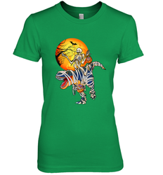 Skeleton Riding T Rex Funny Halloween Women's Premium T-Shirt