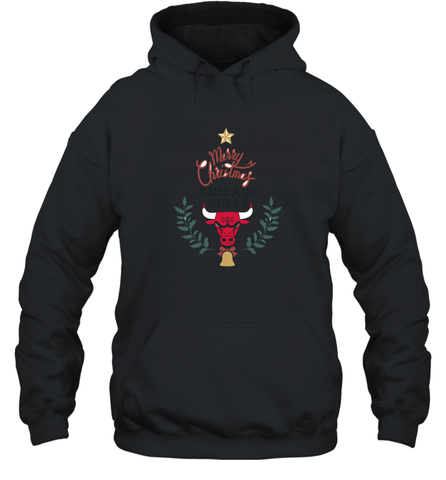 NBA Chicago Bulls Logo merry Christmas gilf Hooded Sweatshirt Hooded Sweatshirt / Black / S Hooded Sweatshirt - HHHstores