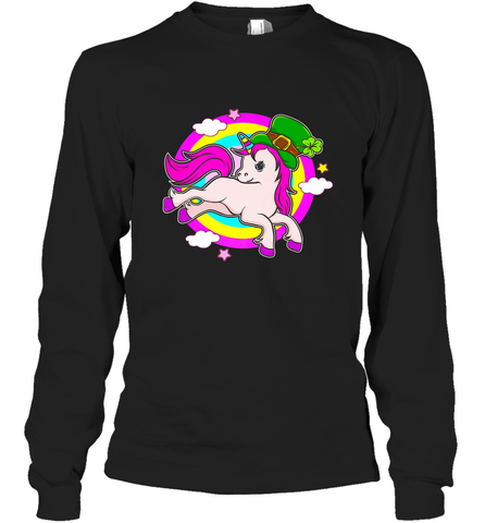 Irish Leprechaun Unicorn Cute St Patricks Day Ireland Long Sleeve T-Shirt Long Sleeve T-Shirt / Black / S Long Sleeve T-Shirt - HHHstores