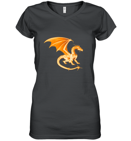 Beautiful Mystical Dragon Orange Fire Silhouette Premium T Shirt77 Women's V-Neck T-Shirt Women's V-Neck T-Shirt / Black / S Women's V-Neck T-Shirt - HHHstores