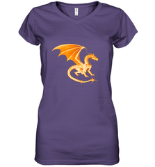 Beautiful Mystical Dragon Orange Fire Silhouette Premium T Shirt77 Women's V-Neck T-Shirt Women's V-Neck T-Shirt - HHHstores