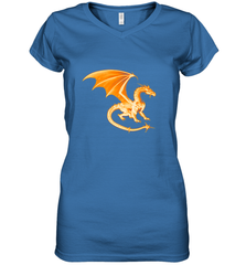 Beautiful Mystical Dragon Orange Fire Silhouette Premium T Shirt77 Women's V-Neck T-Shirt Women's V-Neck T-Shirt - HHHstores