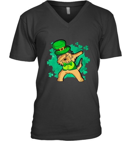 Dabbing Irish Terrier Dog Leprechaun St Patricks Day Ireland Men's V-Neck Men's V-Neck / Black / S Men's V-Neck - HHHstores