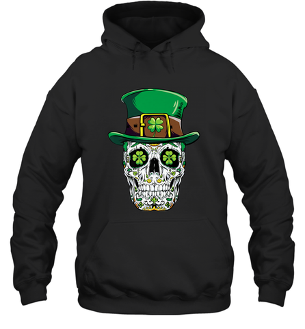 Sugar Skull Leprechaun T Shirt St Patricks Day Women Men Hooded Sweatshirt Hooded Sweatshirt / Black / S Hooded Sweatshirt - HHHstores