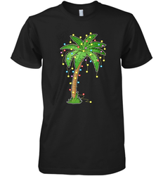 Christmas Lights Palm Tree Beach Funny Tropical Xmas Gift Men's Premium T-Shirt