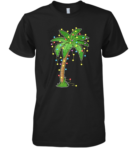 Christmas Lights Palm Tree Beach Funny Tropical Xmas Gift Men's Premium T-Shirt Men's Premium T-Shirt / Black / XS Men's Premium T-Shirt - HHHstores