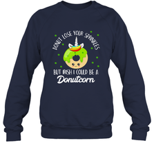 Donutcorn Funny Cute Donut Unicorn Irish St Patrick's Day Crewneck Sweatshirt Crewneck Sweatshirt - HHHstores