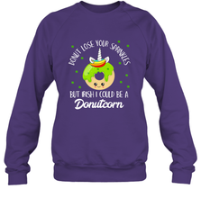 Donutcorn Funny Cute Donut Unicorn Irish St Patrick's Day Crewneck Sweatshirt Crewneck Sweatshirt - HHHstores
