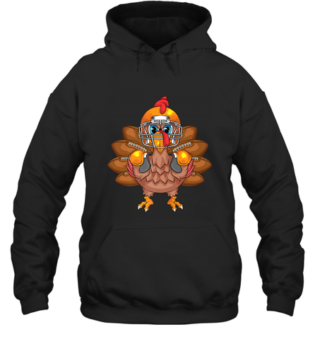 Cool Turkey Football Feathers Funny Thanksgiving Sports Gift Hooded Sweatshirt Hooded Sweatshirt / Black / S Hooded Sweatshirt - HHHstores
