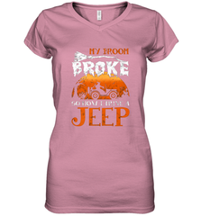 My Broom Broke So Now I Drive A Jeep Funny Witch Halloween Women's V-Neck T-Shirt Women's V-Neck T-Shirt - HHHstores