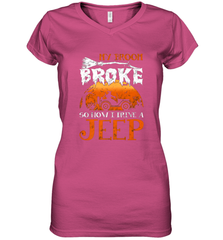 My Broom Broke So Now I Drive A Jeep Funny Witch Halloween Women's V-Neck T-Shirt Women's V-Neck T-Shirt - HHHstores