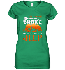 My Broom Broke So Now I Drive A Jeep Funny Witch Halloween Women's V-Neck T-Shirt Women's V-Neck T-Shirt - HHHstores