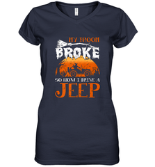 My Broom Broke So Now I Drive A Jeep Funny Witch Halloween Women's V-Neck T-Shirt Women's V-Neck T-Shirt - HHHstores