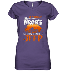 My Broom Broke So Now I Drive A Jeep Funny Witch Halloween Women's V-Neck T-Shirt Women's V-Neck T-Shirt - HHHstores