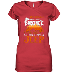 My Broom Broke So Now I Drive A Jeep Funny Witch Halloween Women's V-Neck T-Shirt Women's V-Neck T-Shirt - HHHstores