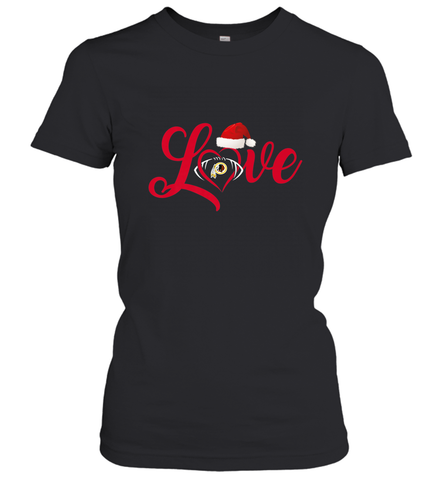 NFL Washington Redskins Logo Christmas Santa Hat Love Heart Football Team Women's T-Shirt Women's T-Shirt / Black / S Women's T-Shirt - HHHstores
