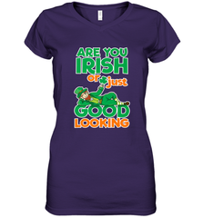 Are You Irish Or Just Good Looking Funny St Patricks Day Women's V-Neck T-Shirt Women's V-Neck T-Shirt - HHHstores