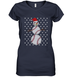 UGLY CHRISTMAS Baseball Snowman Holiday Santa Funny Men Gift Women's V-Neck T-Shirt