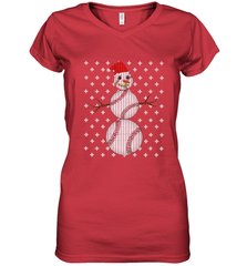 UGLY CHRISTMAS Baseball Snowman Holiday Santa Funny Men Gift Women's V-Neck T-Shirt Women's V-Neck T-Shirt - HHHstores