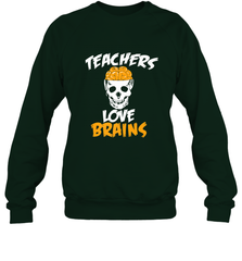 Teachers Love Brains funny Halloween Zombie Crewneck Sweatshirt Crewneck Sweatshirt - HHHstores