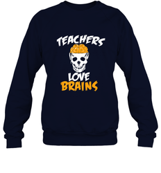 Teachers Love Brains funny Halloween Zombie Crewneck Sweatshirt